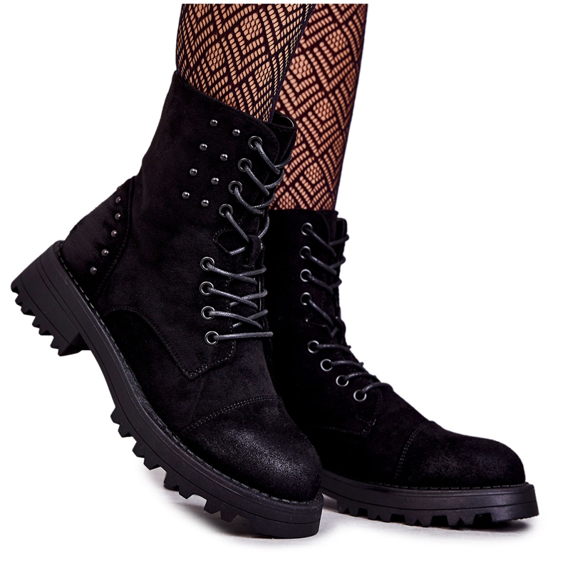 Black Palmira Suede Boots With Studs Black Palmira Suede Boots With Studs