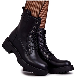 PJ1 Black Ritta Warm Leather Lace-up Boots