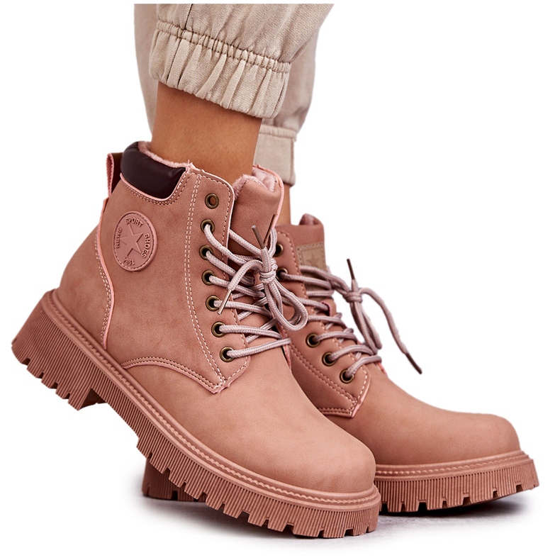 Leather Warm Boots Pink Felizia Trappers Leather Warm Boots Pink Felizia Trappers