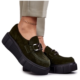 Fashionable suede shoes on the Khaki Marsol platform green Fashionable suede shoes on the Khaki Marsol platform green