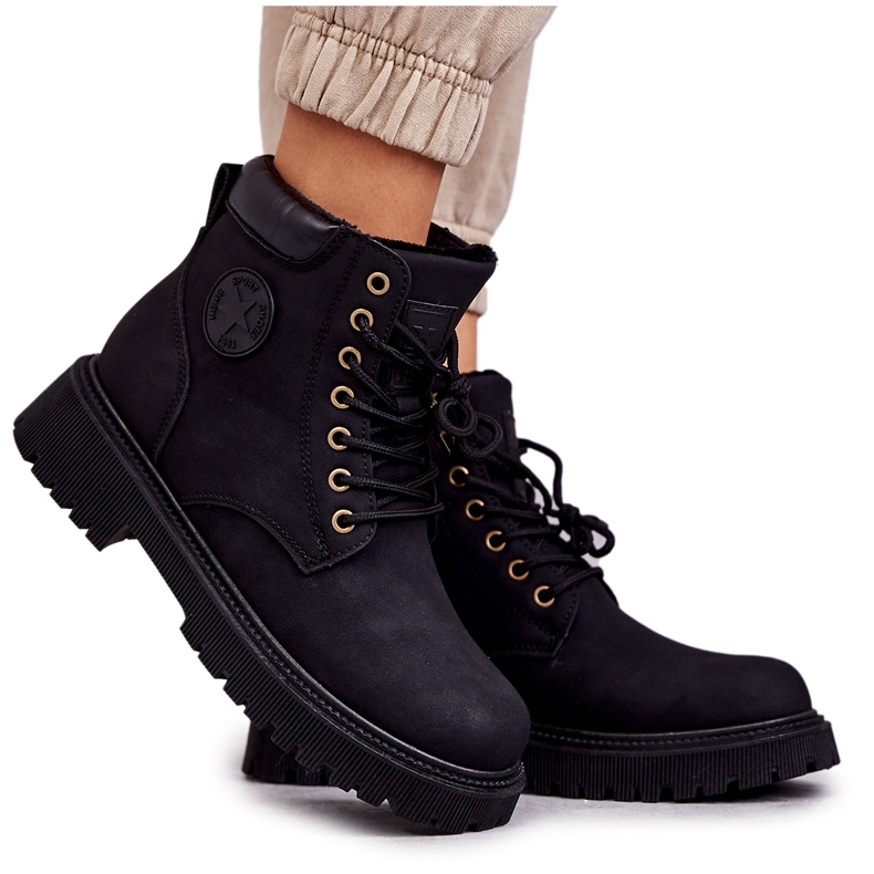 Leather Warm Boots Black Felizia