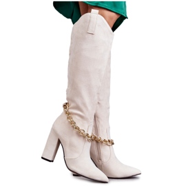 PG1 Women's Suede Warm Boots With A Chain Light Beige Jasmin PG1 Women's Suede Warm Boots With A Chain Light Beige Jasmin