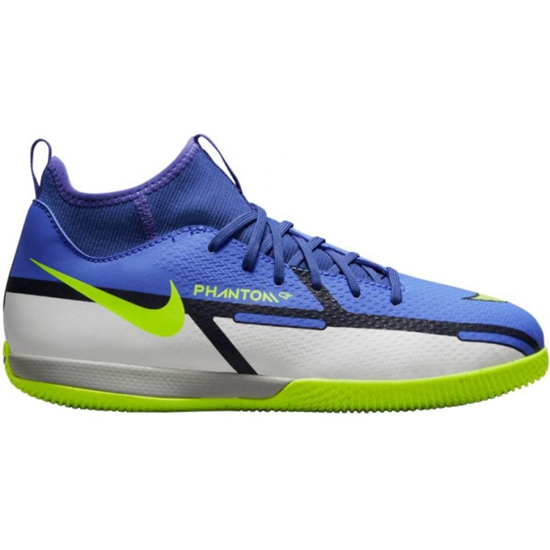 Nike Phantom GT2 Academy Df Ic Jr DC0815 570 football shoes white, blue, yellow, multicolor blue