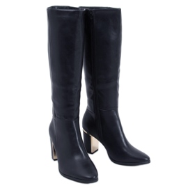 Leisha Black high-heeled boots