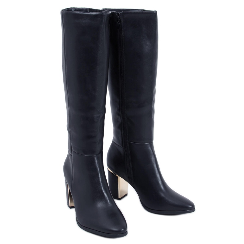 Leisha Black high-heeled boots