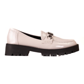 Women's lacquered moccasins on a thick Shelovet beige sole Women's lacquered moccasins on a thick Shelovet beige sole