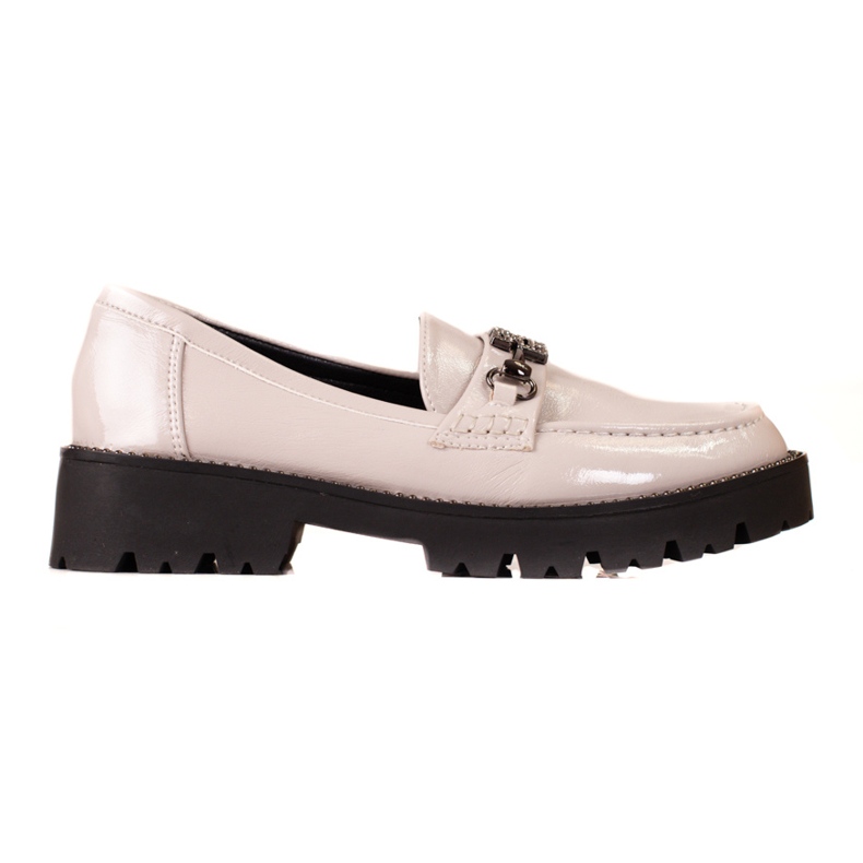 Women's lacquered moccasins on a thick Shelovet beige sole Women's lacquered moccasins on a thick Shelovet beige sole