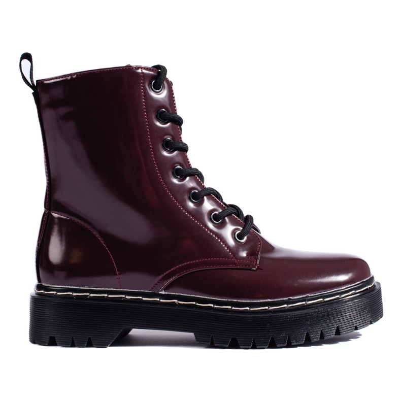 Vinceza Women's lace-up boots on the maroon Shelovet platform red