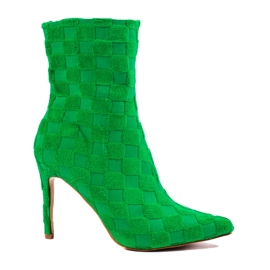 High-fitting women's boots on a Shelovet heel green