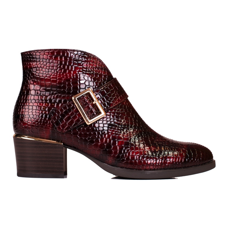 Vinceza Women's boots on a low Shelovet post with a buckle claret