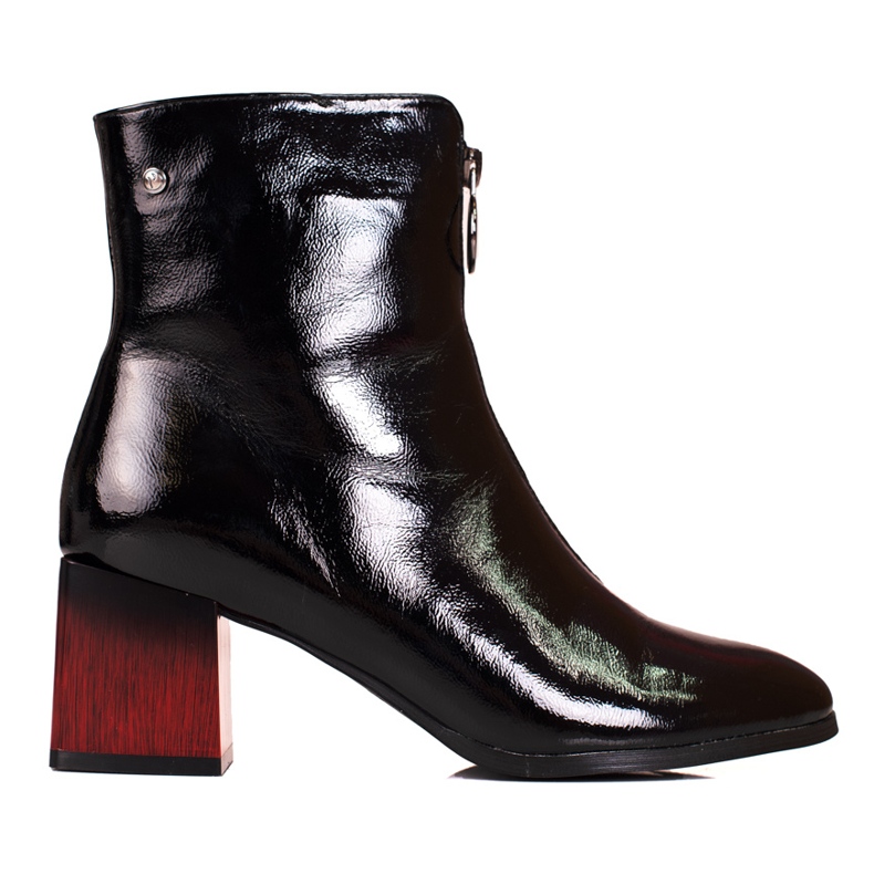 W. Potocki Black Potocki women's boots made of patent leather