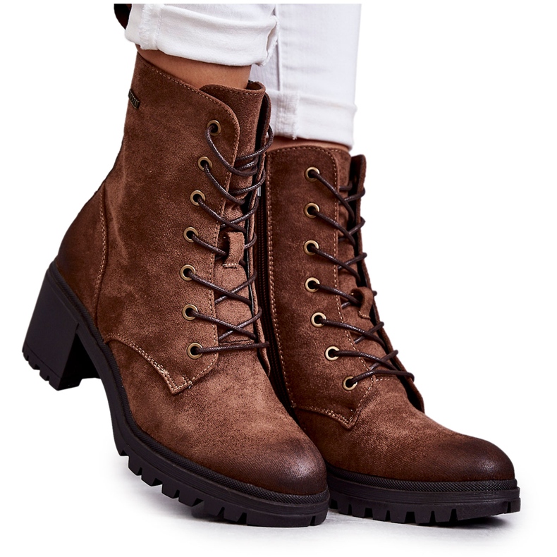 Vinceza Women's Warm Boots On High Heel Brown Grethe