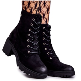 Vinceza Women's Suede Boots On Heel Black Grethe