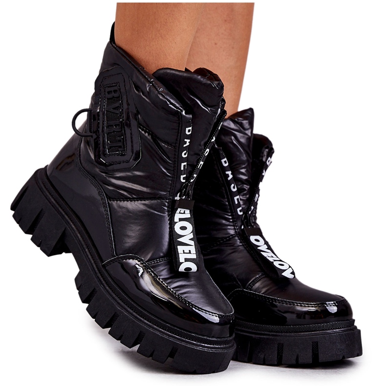 PM1 Women's Black Warm Snow Boots With Zipper Marit