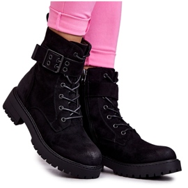Women's Suede Lace-up Boots On A Flat Heel Black Firmina Women's Suede Lace-up Boots On A Flat Heel Black Firmina