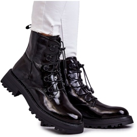 PJ1 Women's Lacquered Warm Boots With Ribbed Black Helia PJ1 Women's Lacquered Warm Boots With Ribbed Black Helia