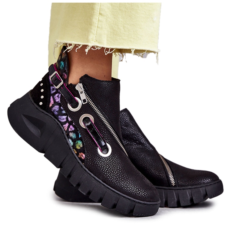 Leather Maciejka Boots With Flecks 05660-20 Black multicolored
