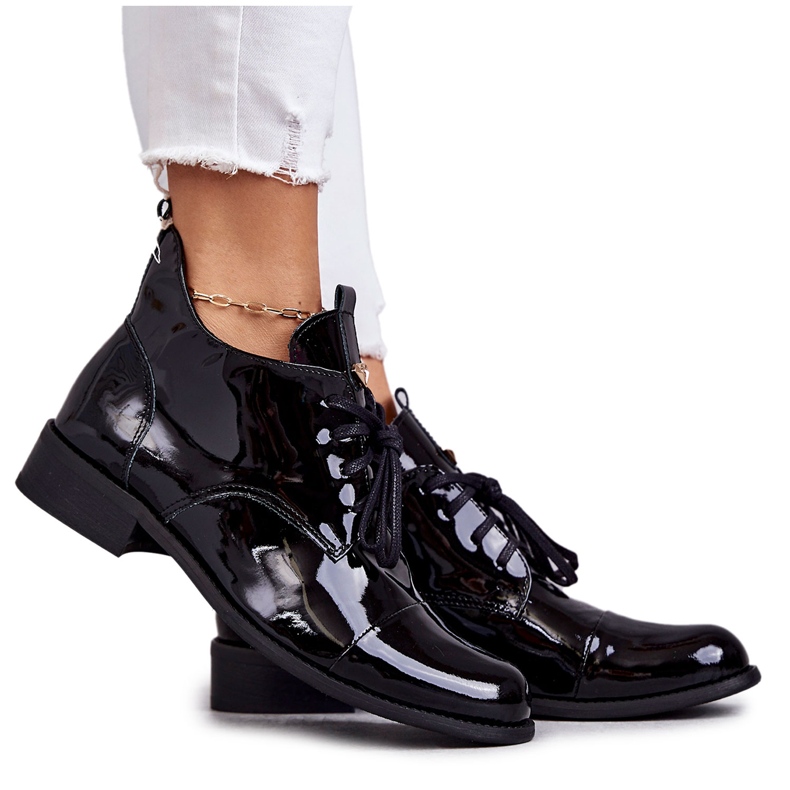 Lacquered Booties Laced Boots Nicole 2781 Black Lacquered Booties Laced Boots Nicole 2781 Black