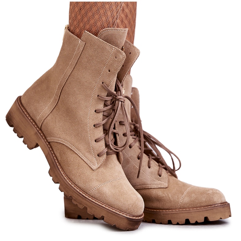 Suede boots with a zipper Nicole 2754 Beige brown Suede boots with a zipper Nicole 2754 Beige brown