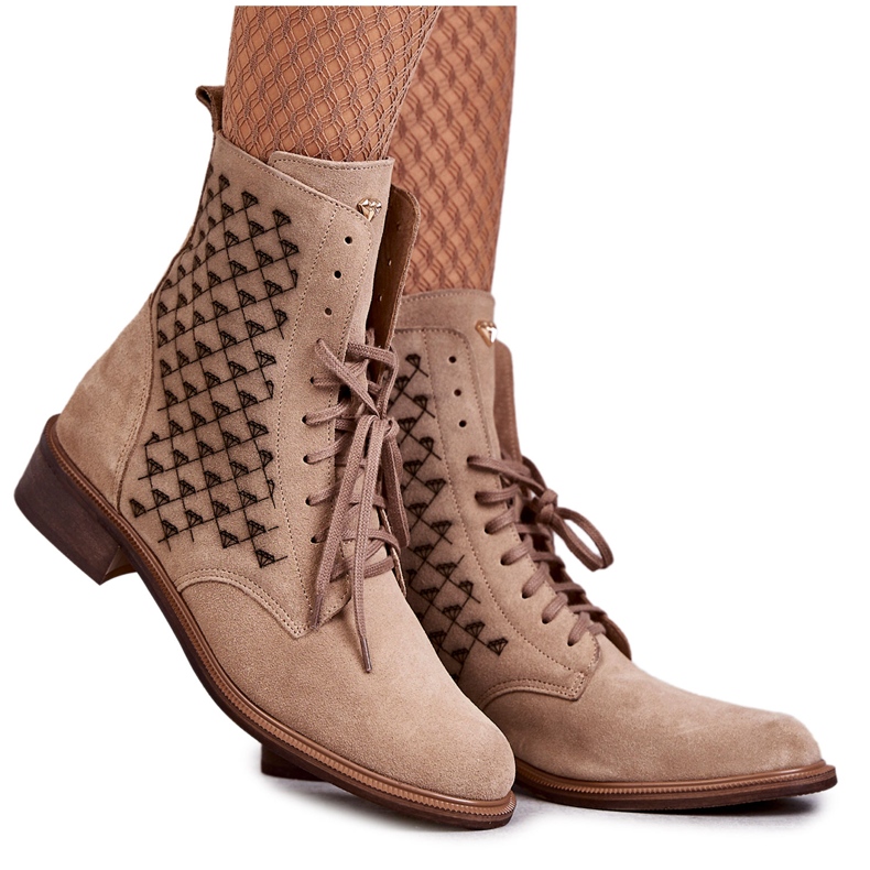 Lace-up suede boots Nicole 2751 Beige Lace-up suede boots Nicole 2751 Beige