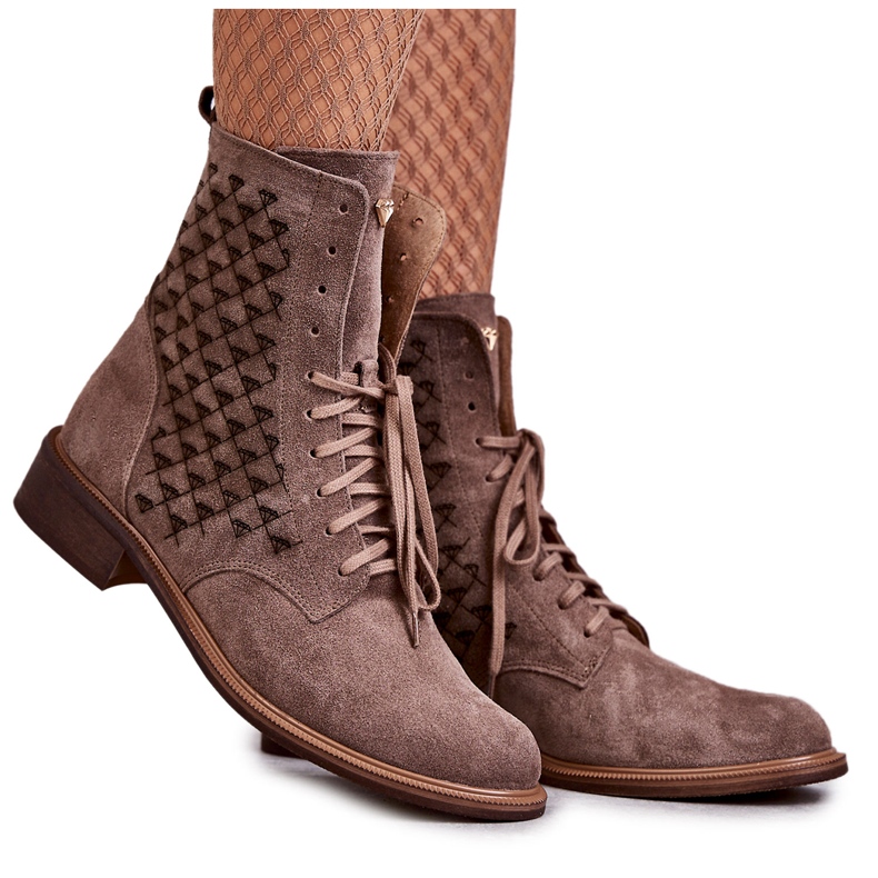 Lace-up suede boots Nicole 2751 Brown