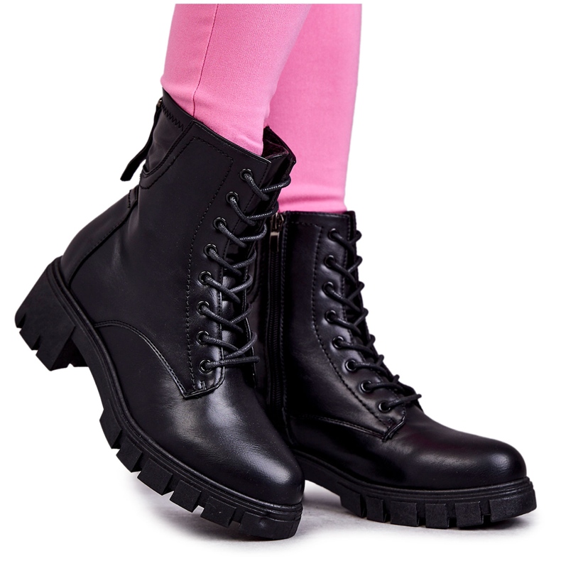 Vinceza Leather Boots On Black Tonje Zipper