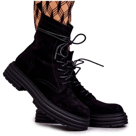 S.Barski Women's Suede Boots Tied Black Afra