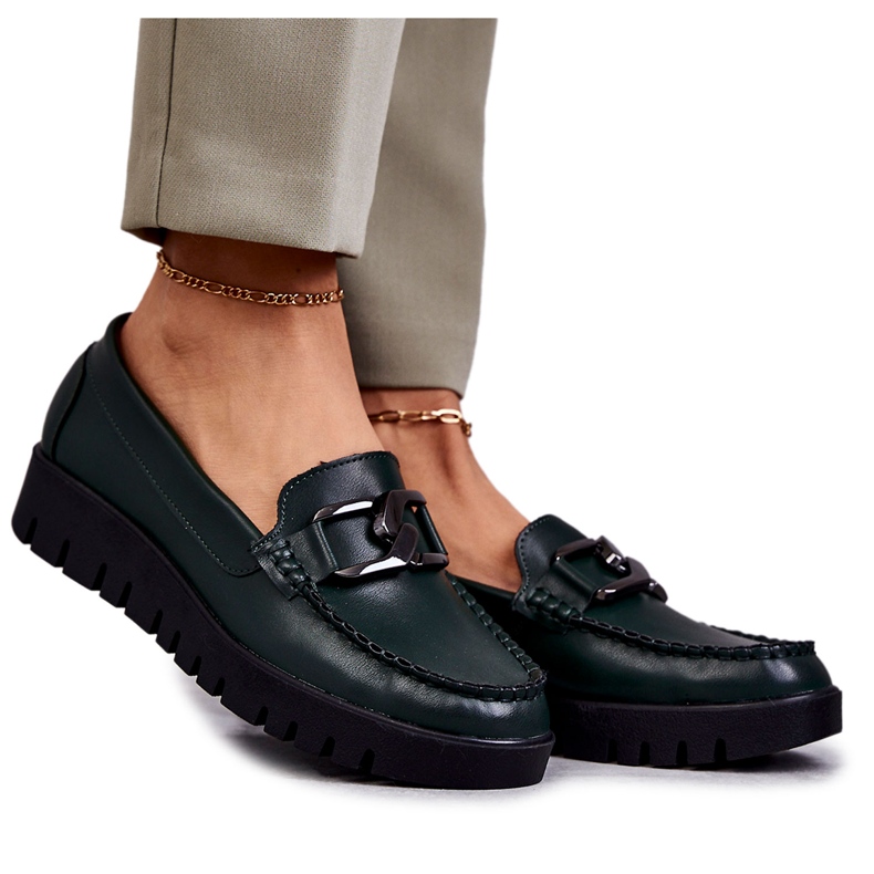 Sergio Leone Loafers on the Platform Green Kjersti