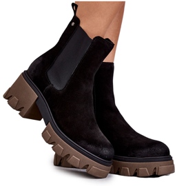 Women's Suede Platform Boots Black Hilde