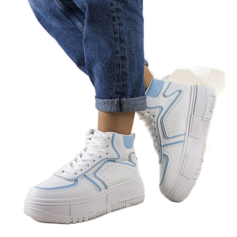 White and blue Zetta ankle sneakers