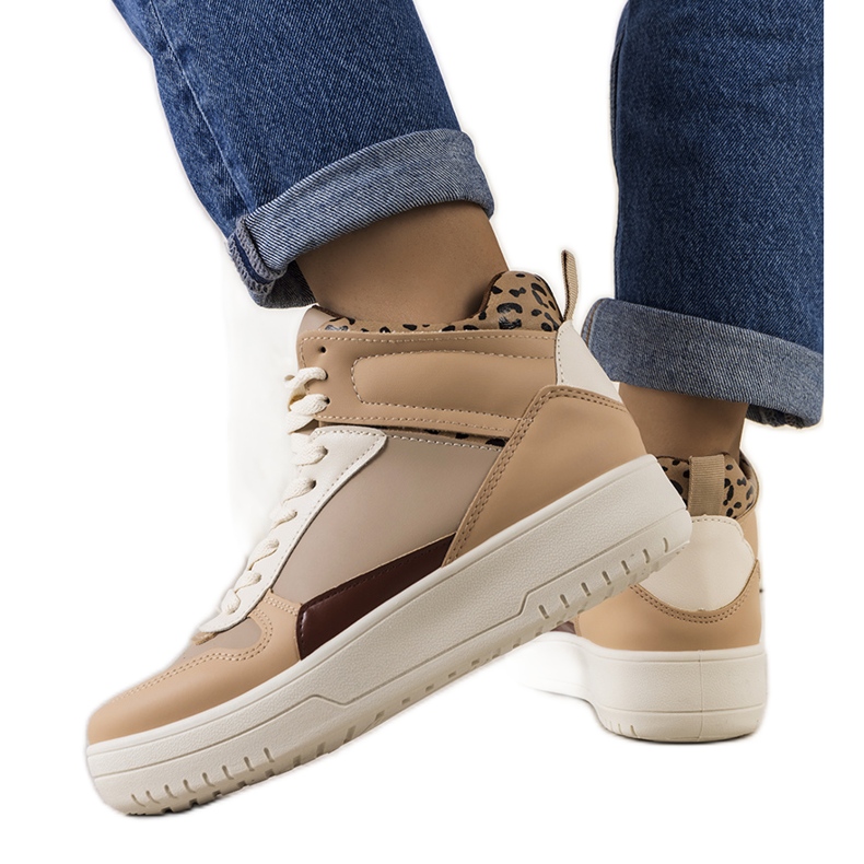 Beige sneakers Adite ankle