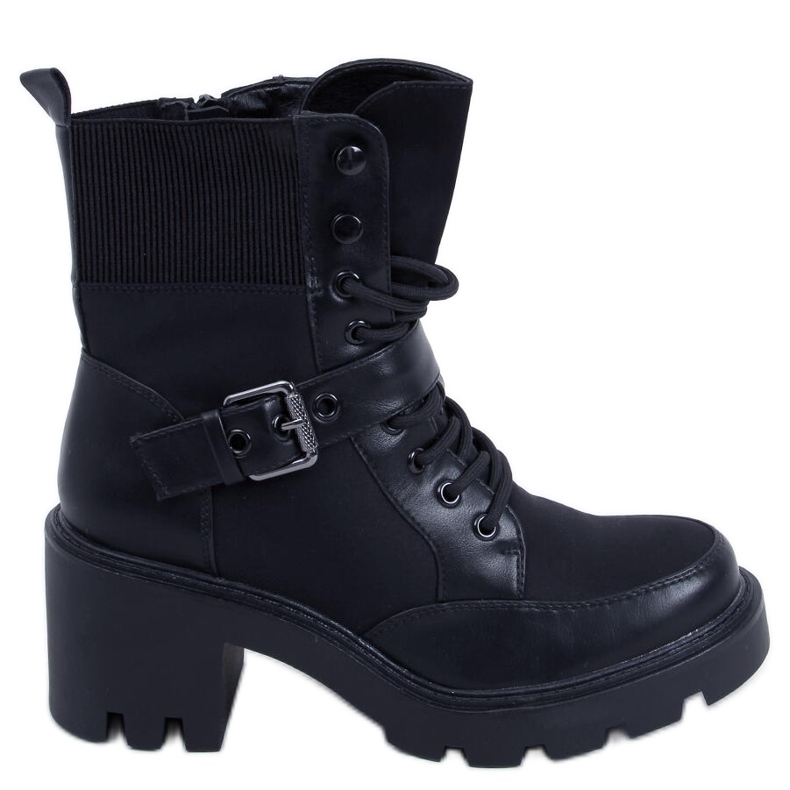 Brooks Black lace-up high-heeled boots