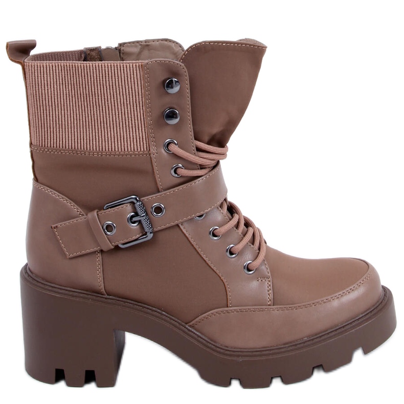 Lace-up high-heeled boots Brooks Khaki beige brown
