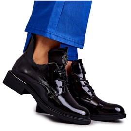 Vinceza Lacquered Laced Boots With Cutouts Black Fabiana