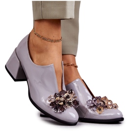 PA2 Lacquered Leather Smooth Shoes With Dark Decoration Gray Delaver grey PA2 Lacquered Leather Smooth Shoes With Dark Decoration Gray Delaver grey