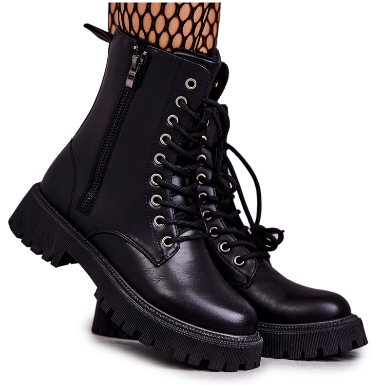 PE1 Leather Warm Boots Workers tied Black Maria
