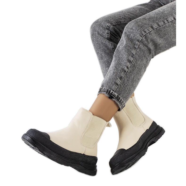 Beige eco-leather Chelsea boots from Loree