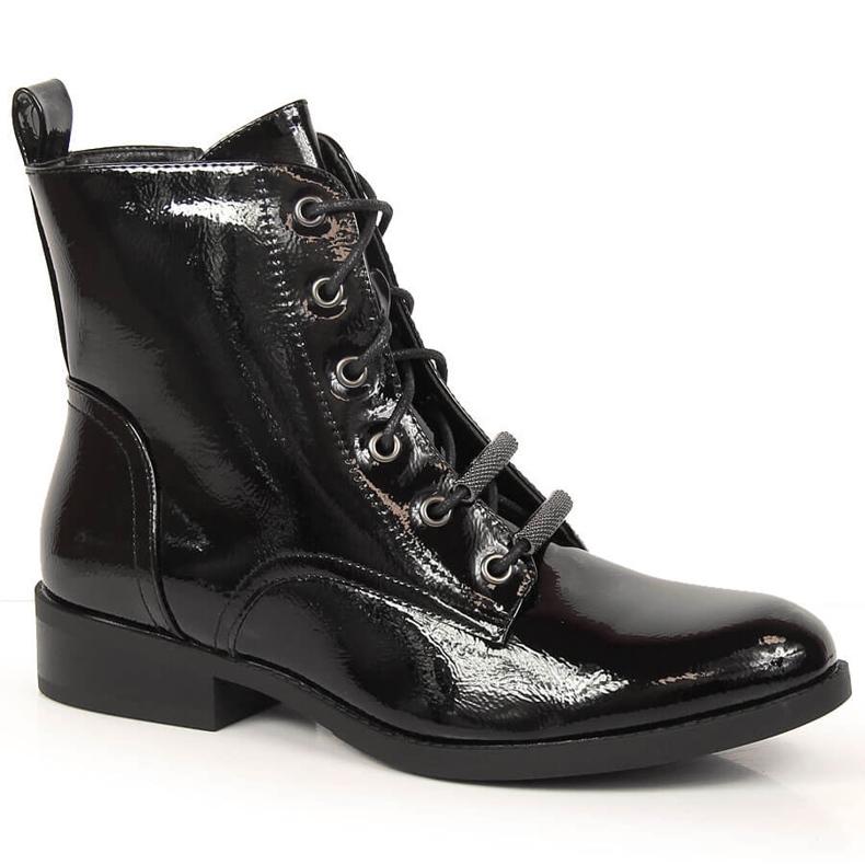 S.Barski Women's lacquered, insulated flat-heeled boots by S. Bararski black S.Barski Women's lacquered, insulated flat-heeled boots by S. Bararski black