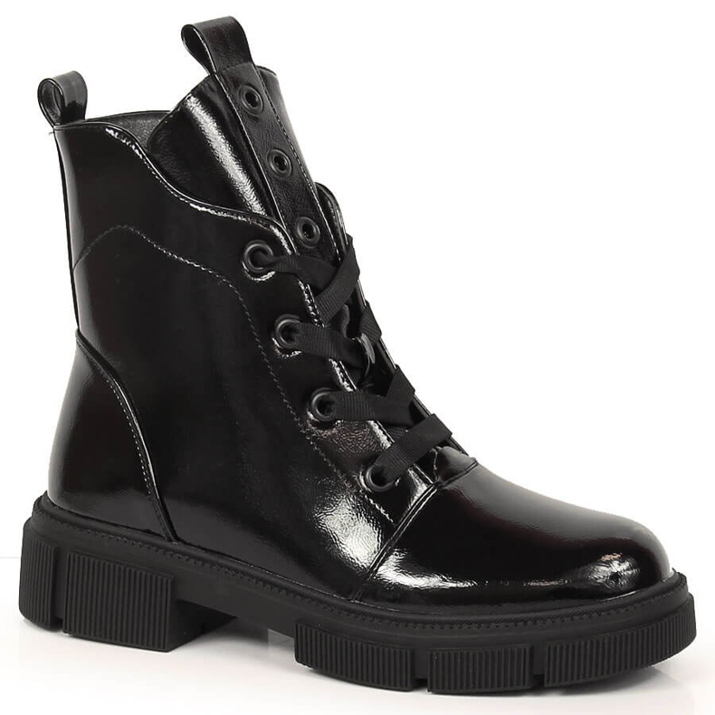 S.Barski Black insulated lacquered boots by S. Barski