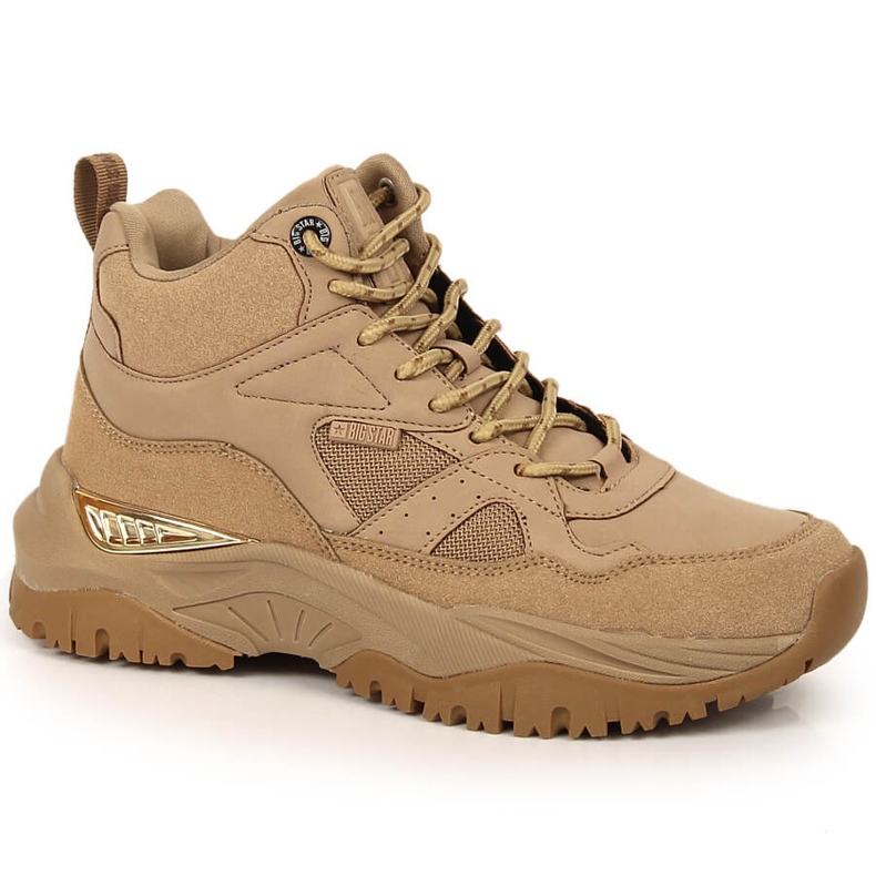 Women's sports boots on the beige Big Star platform KK274355