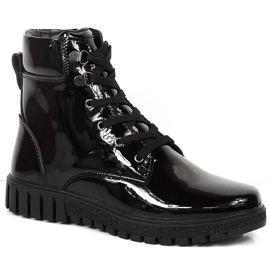 Leather black patent leather boots Filippo