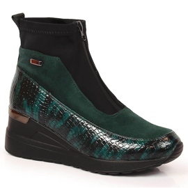 Women's boots with a wedge-heeled green crochet Jezzi