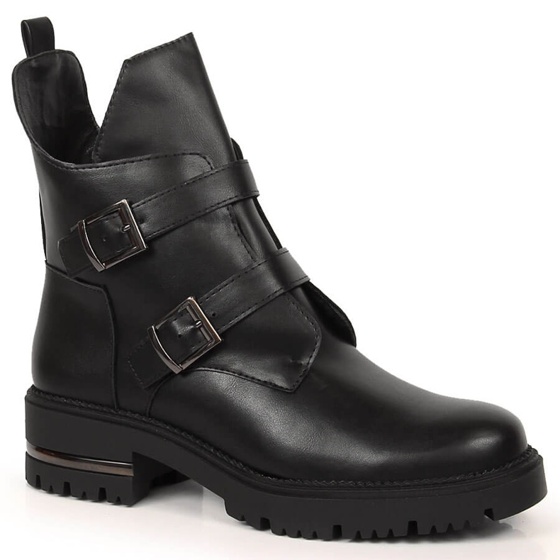 Black insulated women's boots with buckles Sergio Leone
