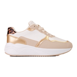 Women's Shelovet beige and white sneakers with a golden insert