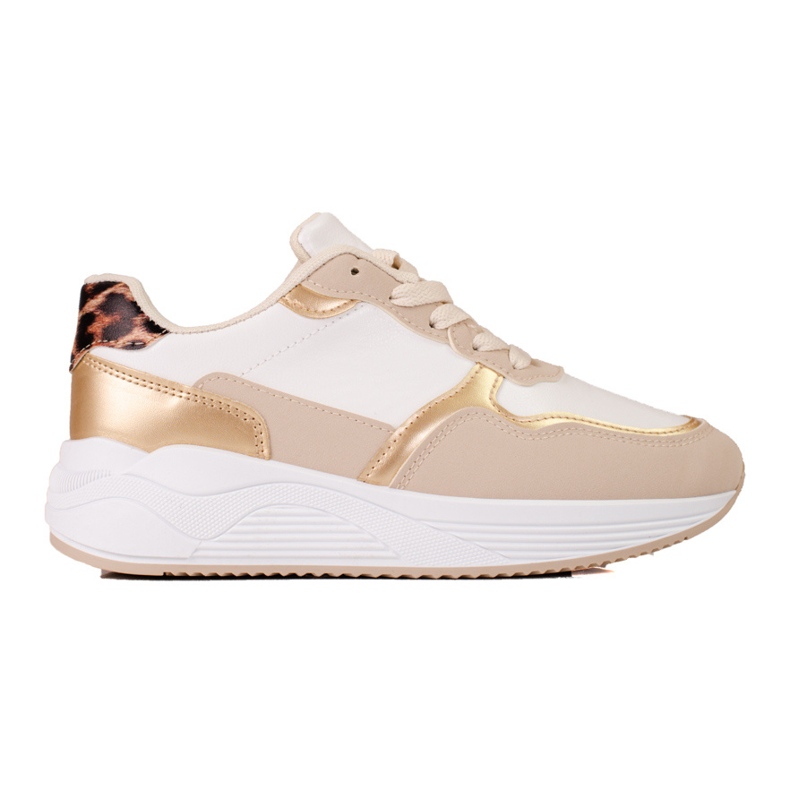 Women's Shelovet beige and white sneakers with a golden insert
