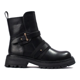 Women's black work boots with protector