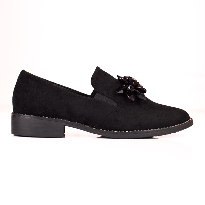 Lacquered Shelovet women's lords with an ornament black Lacquered Shelovet women's lords with an ornament black