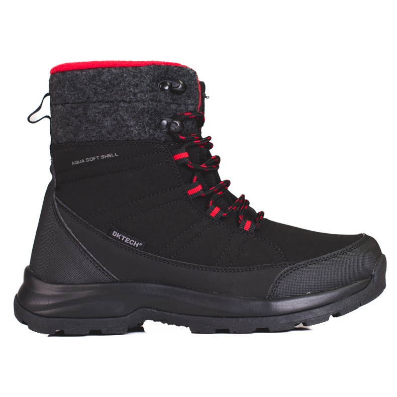DK black and red lace-up snow boots for women