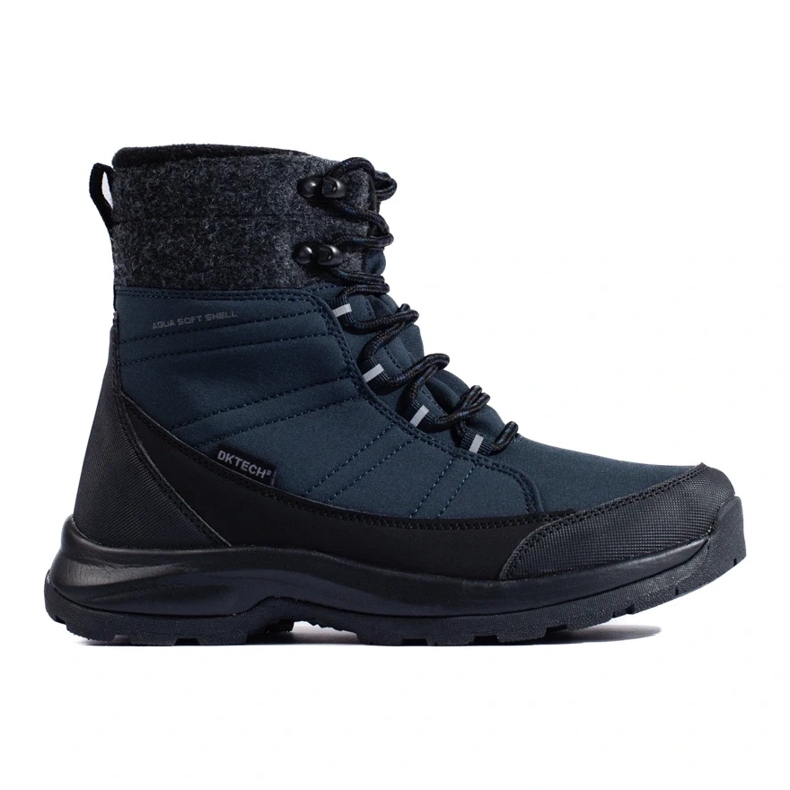 DK navy blue lace-up women's snow boots black