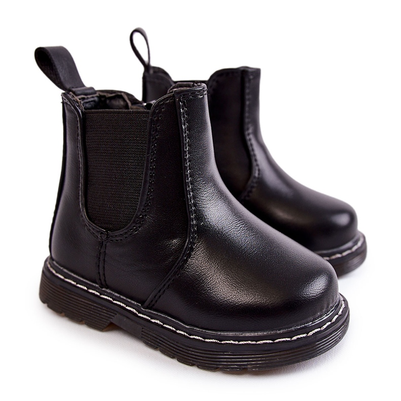 Children's Leather Warm Boots Black Porky Children's Leather Warm Boots Black Porky